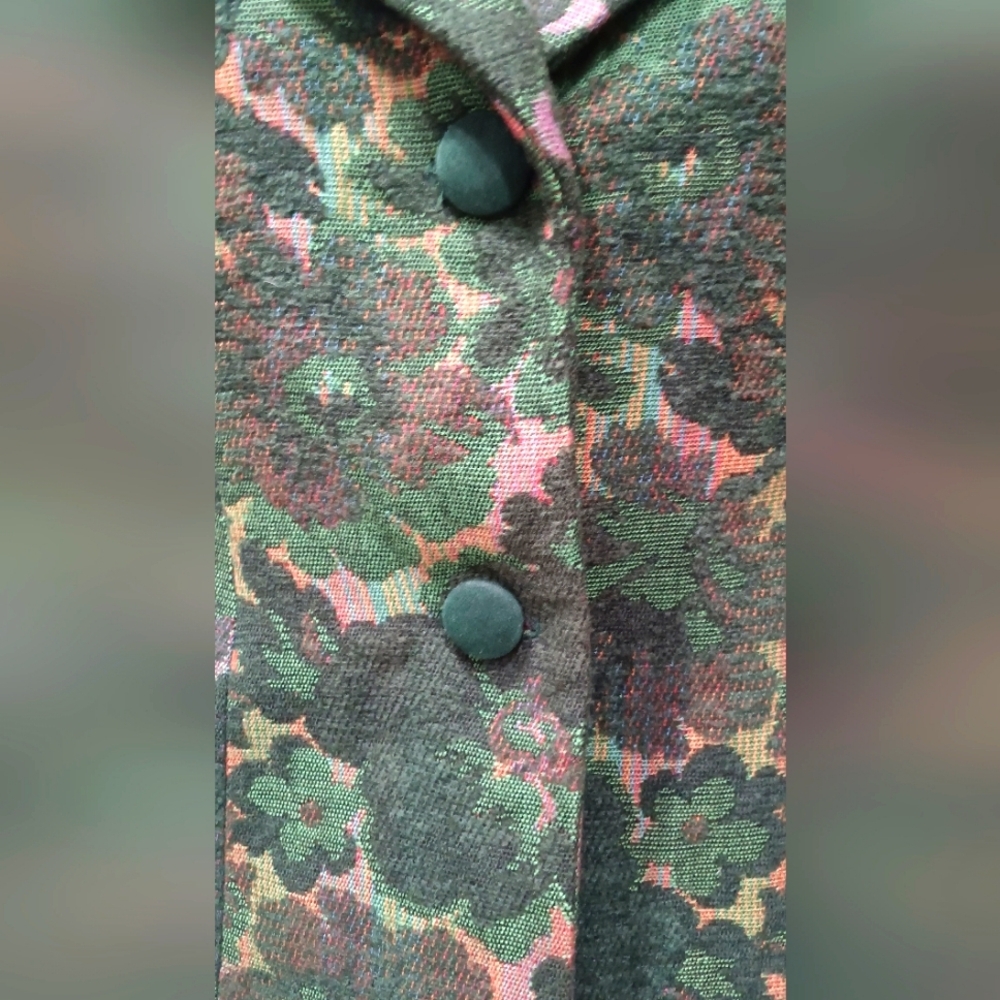 Sophisticated Vintage Floral Women's Blazer By SABA Rare Find Jewel Tones 💚 - Picture 10 of 14